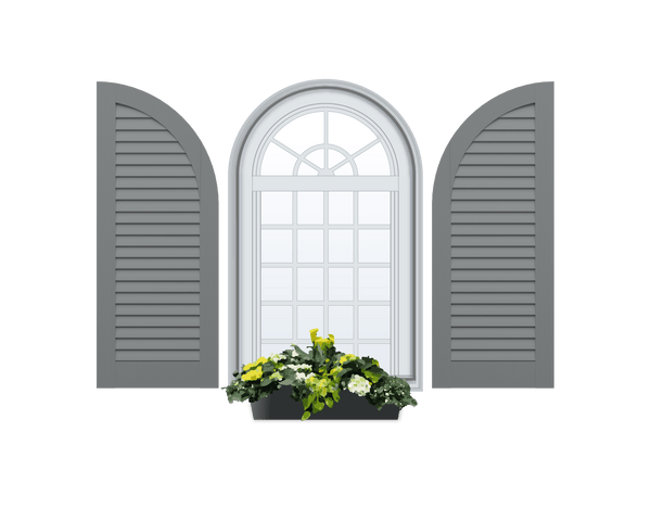 Louvered Arch Top Composite Wood Exterior Shutter - No Mid Rail - 1 Pair