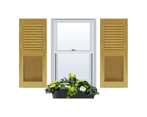 Louver Over Flat Panel (Ovolo Sticking) | W/ Extira Composite Panel Pine Shutter - 1 Pair