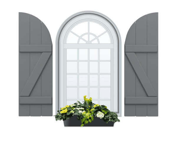 Board and Batten Arch Top & Composite Wood Exterior Shutter - 1 Pair