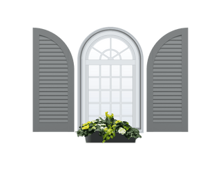 Louvered Arch Top Composite Wood Exterior Shutter - No Mid Rail - 1 Pair