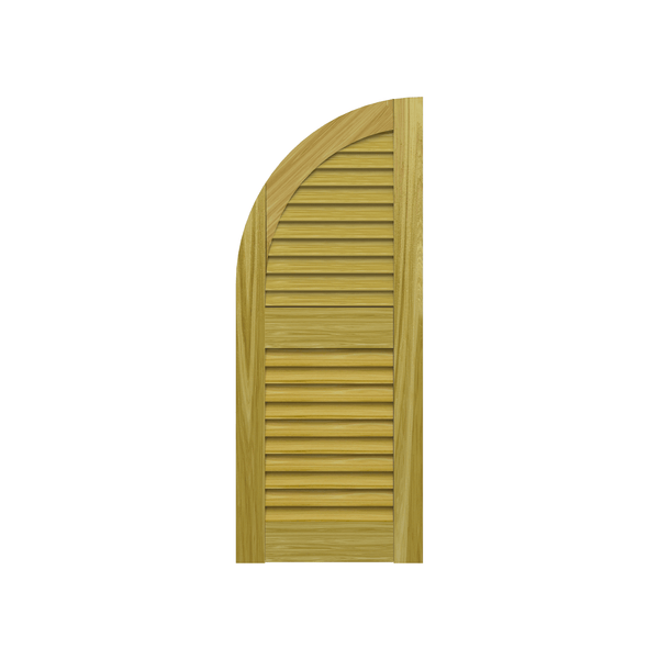 Louvered Arch Top Pine Shutter - 2 Equal Sections - 1 Pair