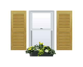 Louvered Pine Shutter - 2 Equal Sections - 1 Pair | Exterior Pine Shutters