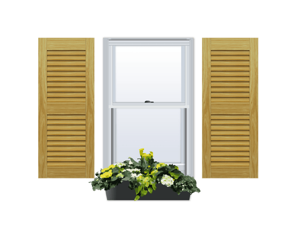 Louvered Pine Shutter - 2 Equal Sections - 1 Pair | Exterior Pine Shutters