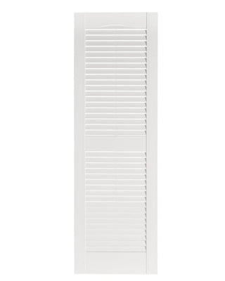 Quick Ship | Vinyl | Louvered Cathedral Top Exterior Shutter | 2 Equal Sections | 1 Pair