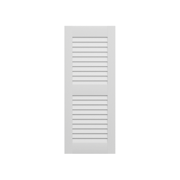 Quick Ship | Composite | Primed | Louvered Wood Exterior Shutter - 2 Equal Sections - 1 Pair