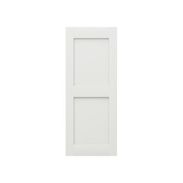 Quick Ship | Composite | Primed | Flat Panel Shaker Style Wood Exterior Shutter - 2 Equal Sections - 1 Pair