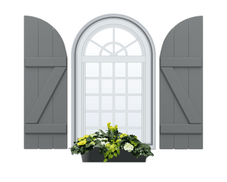 Board and Batten Arch Top & Composite Wood Exterior Shutter - 1 Pair
