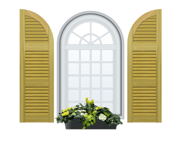 Louvered Arch Top Pine Shutter - 3 Equal Sections - 1 Pair