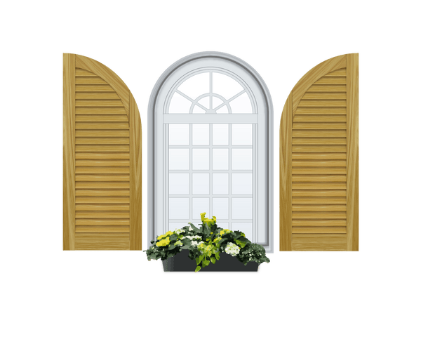 Louvered Arch Top Pine Shutter - No Mid Rail - 1 Pair